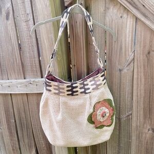C Hamlin Designs Boho Knit Patchwork Shoulder Hobo Bucket Bag